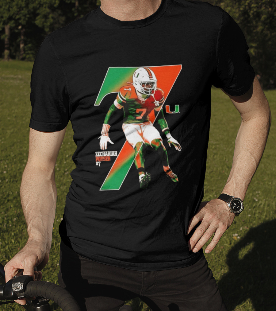 Zechariah Poyser 7 Miami Hurricanes NCAA Football Player T-Shirt