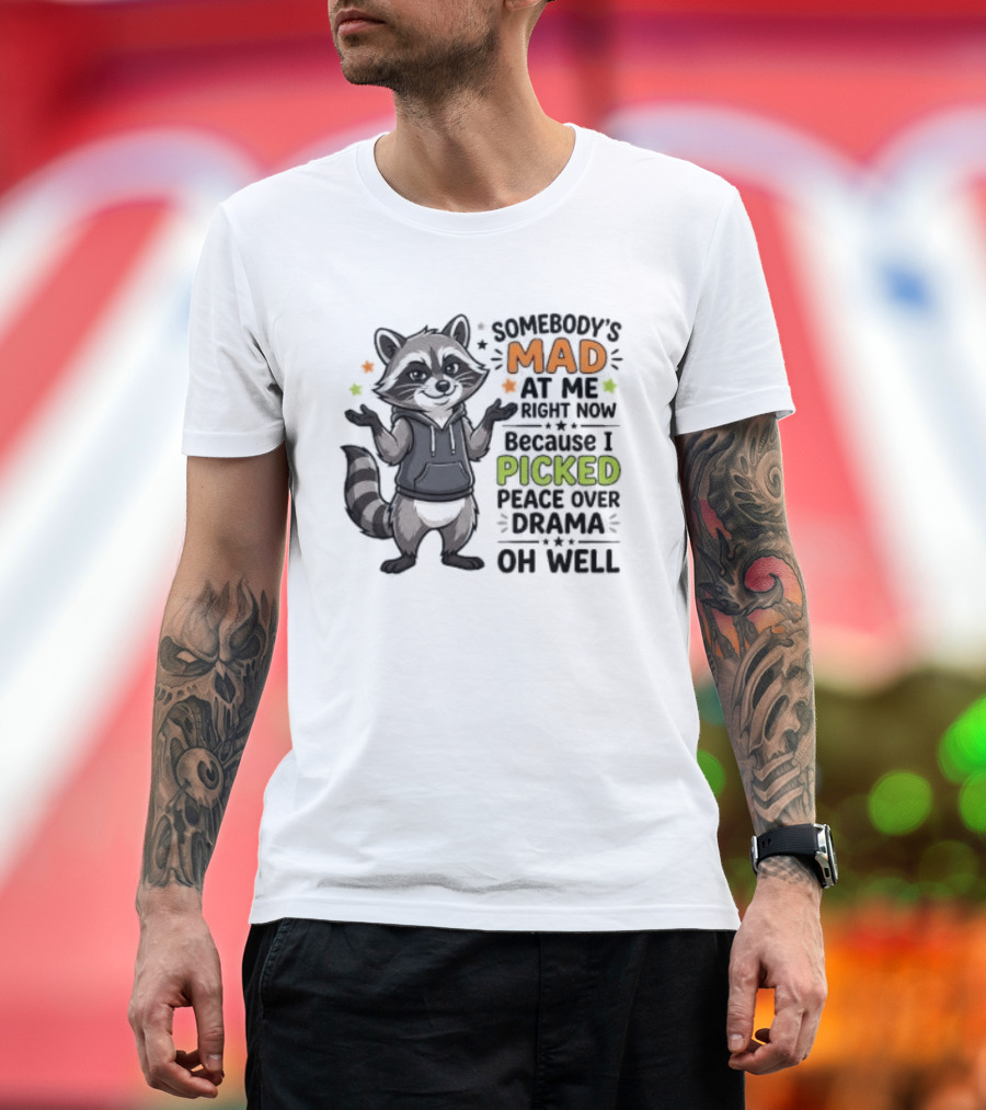 Somebody's Mad At Me Because I Picked Peace Over Drama Raccoon Oh Well T-Shirt