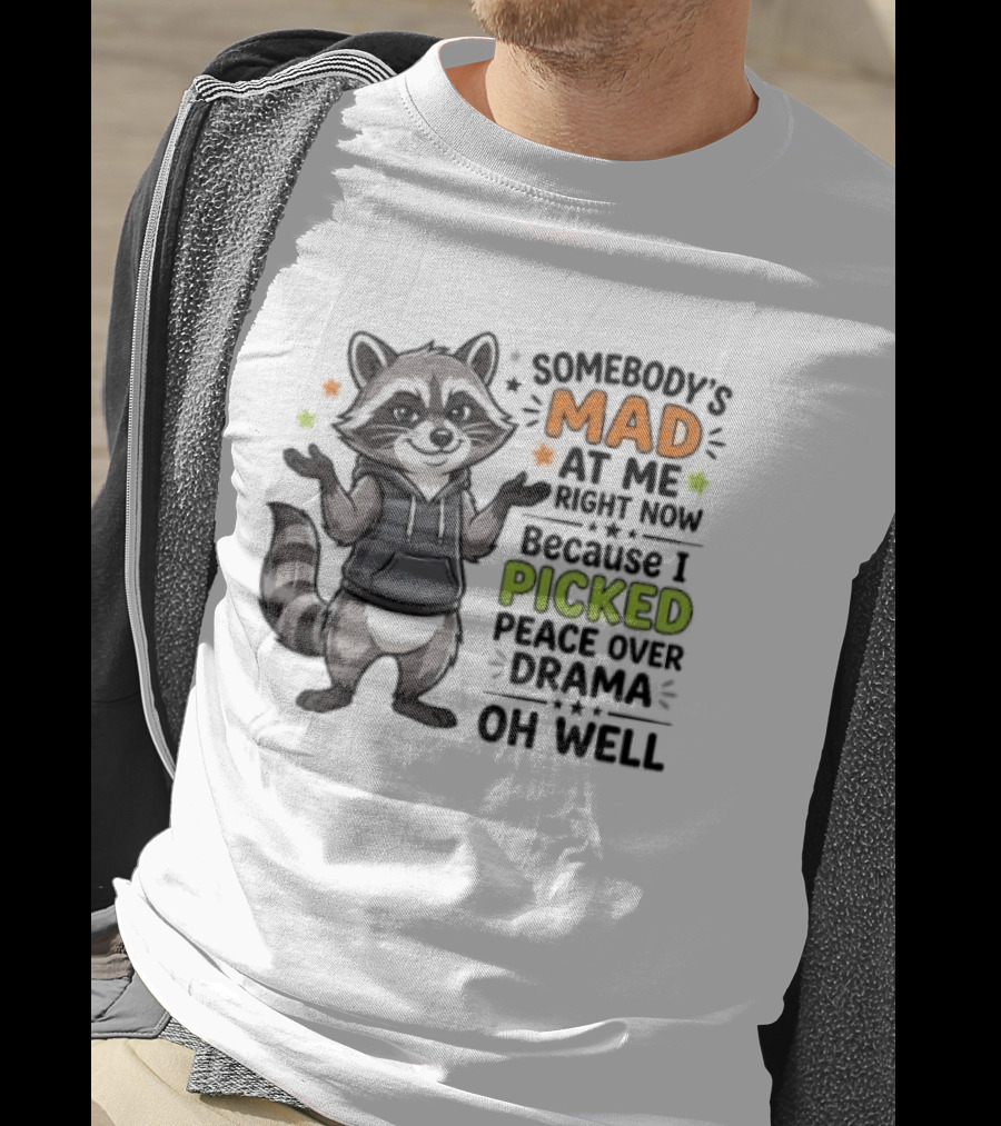 Somebody's Mad At Me Because I Picked Peace Over Drama Raccoon Oh Well T-Shirt