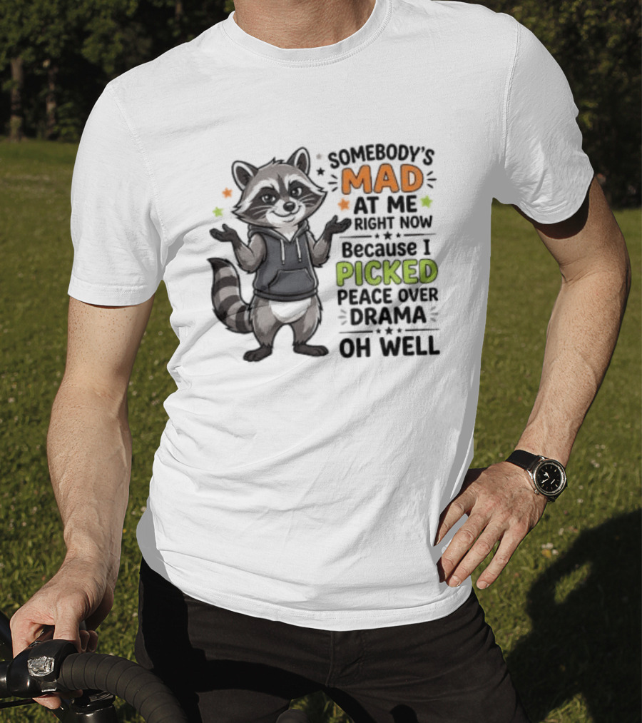 Somebody's Mad At Me Because I Picked Peace Over Drama Raccoon Oh Well T-Shirt