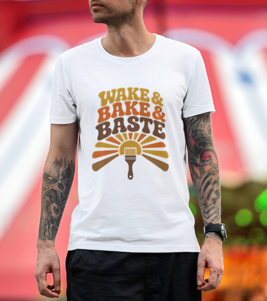 Wake And Bake And Baste With Sunrise Spatula Cooking T-Shirt