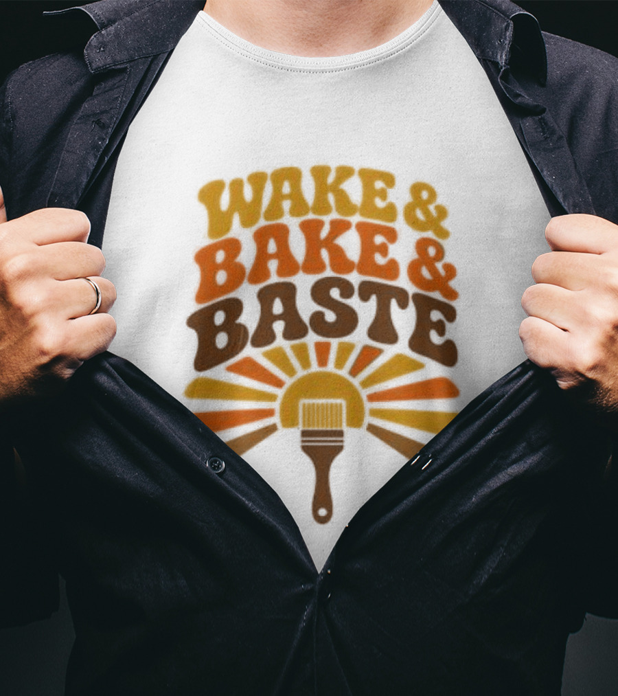 Wake And Bake And Baste With Sunrise Spatula Cooking T-Shirt