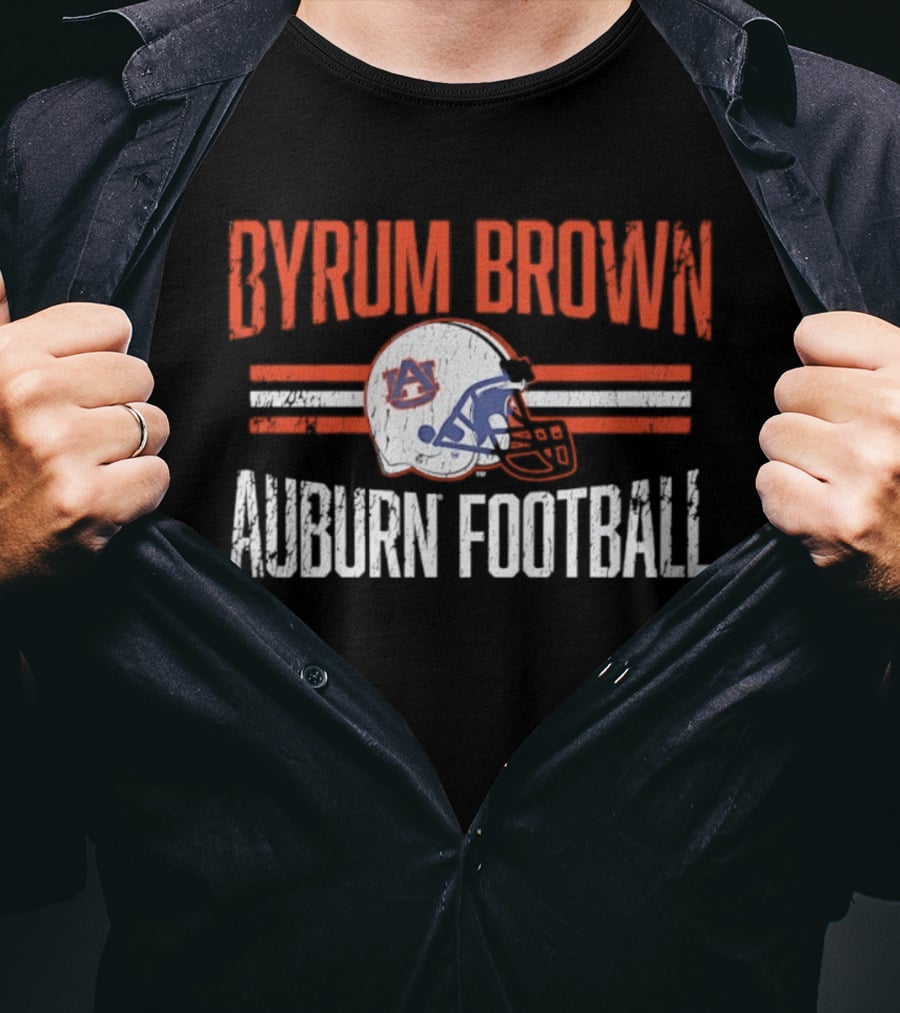 Byrum Brown Auburn Football NCAA Tigers Helmet Hero T-Shirt