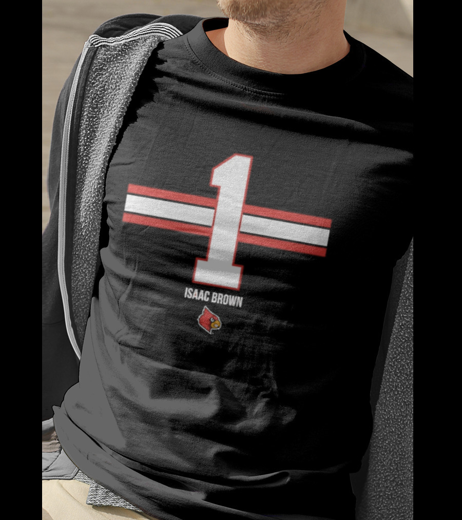 Isaac Brown 1 Louisville Cardinals NCAA Football Number T-Shirt