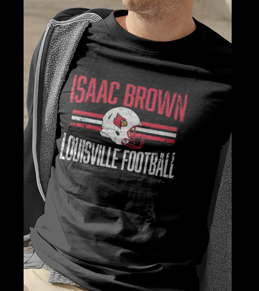 Isaac Brown Louisville Football Cardinals Helmet T-Shirt