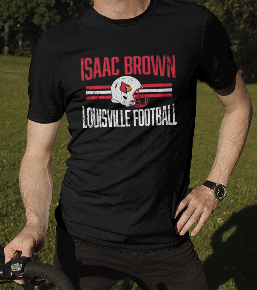 Isaac Brown Louisville Football Cardinals Helmet T-Shirt