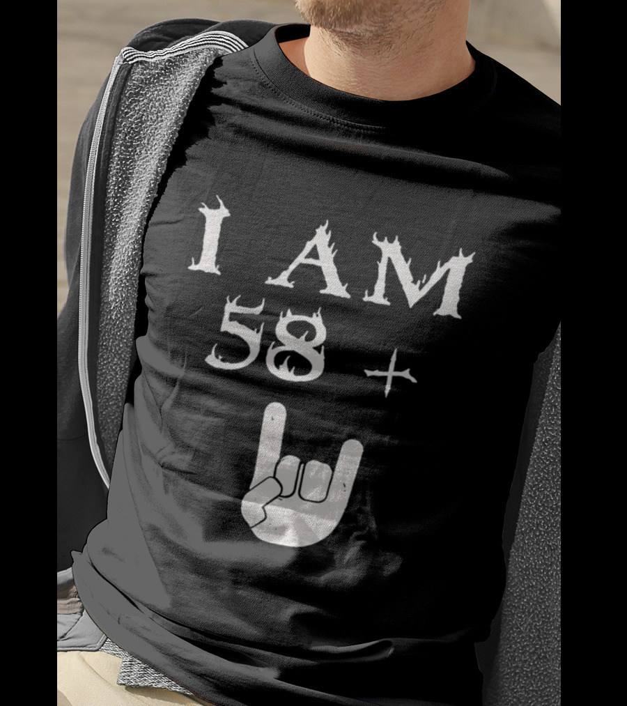 I Am 58 Plus Rock Hand Gesture T-Shirt