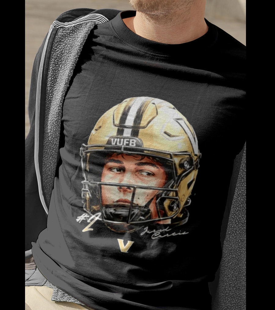 Jared Curtis 2 VUFB Vanderbilt Football Helmet T-Shirt