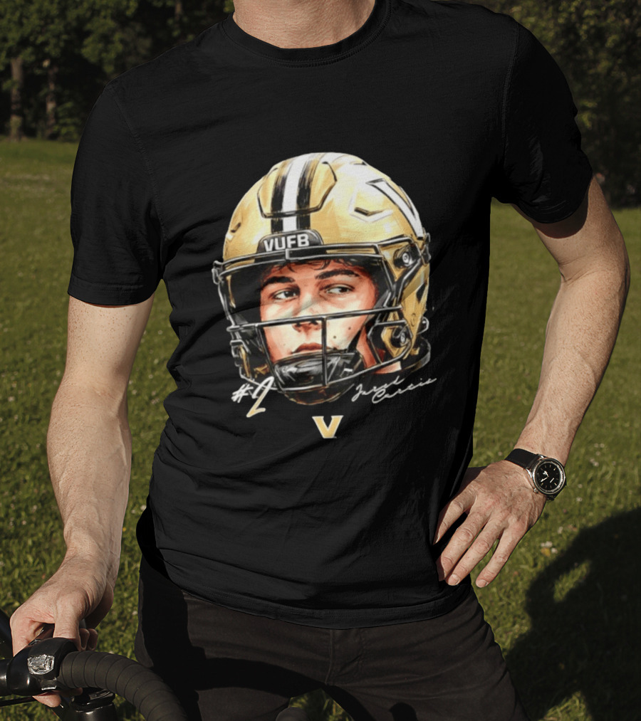 Jared Curtis 2 VUFB Vanderbilt Football Helmet T-Shirt