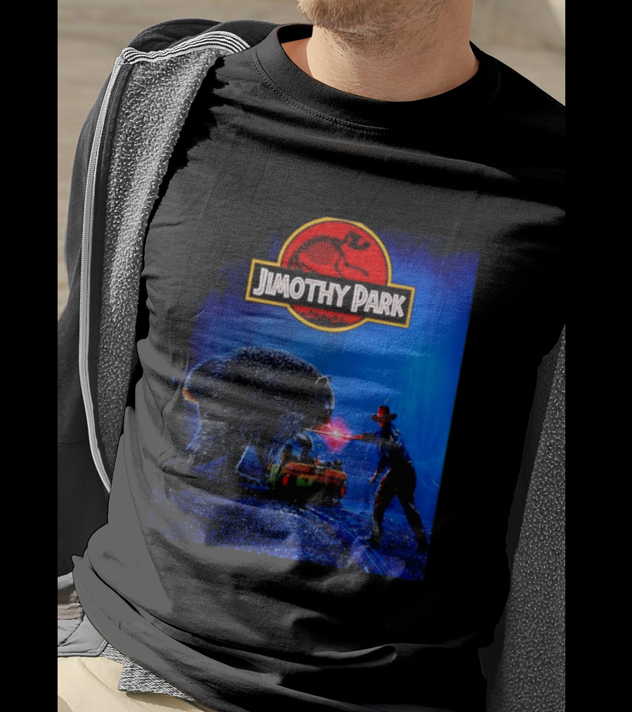 Jimothy Park Dinosaur Adventure Lampoon With Bear Scene T-Shirt