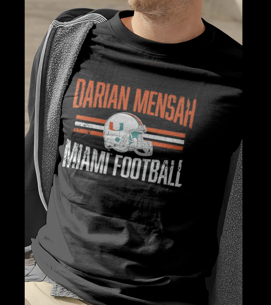 Darian Mensah Miami Football NCAA Hurricanes Helmet Hero T-Shirt