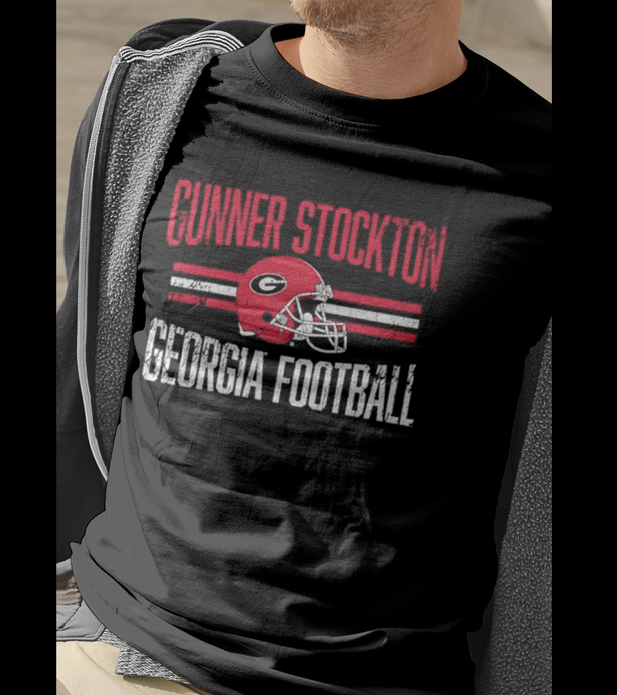 Gunner Stockton Georgia Football Helmet UGA Bulldogs NCAA T-Shirt