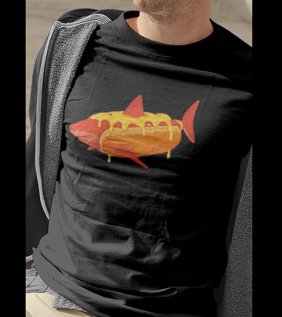 Hot Dog Shark With Melting Cheese Drizzle T-Shirt