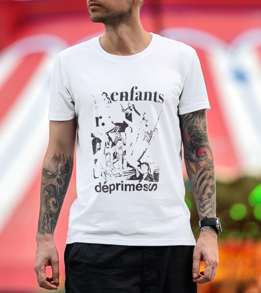 Enfants R Deprimes Monochrome Sketch Print T-Shirt