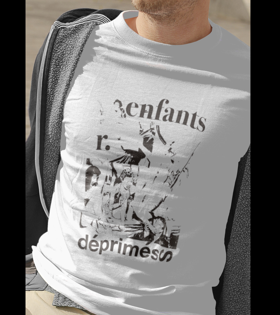 Enfants R Deprimes Monochrome Sketch Print T-Shirt