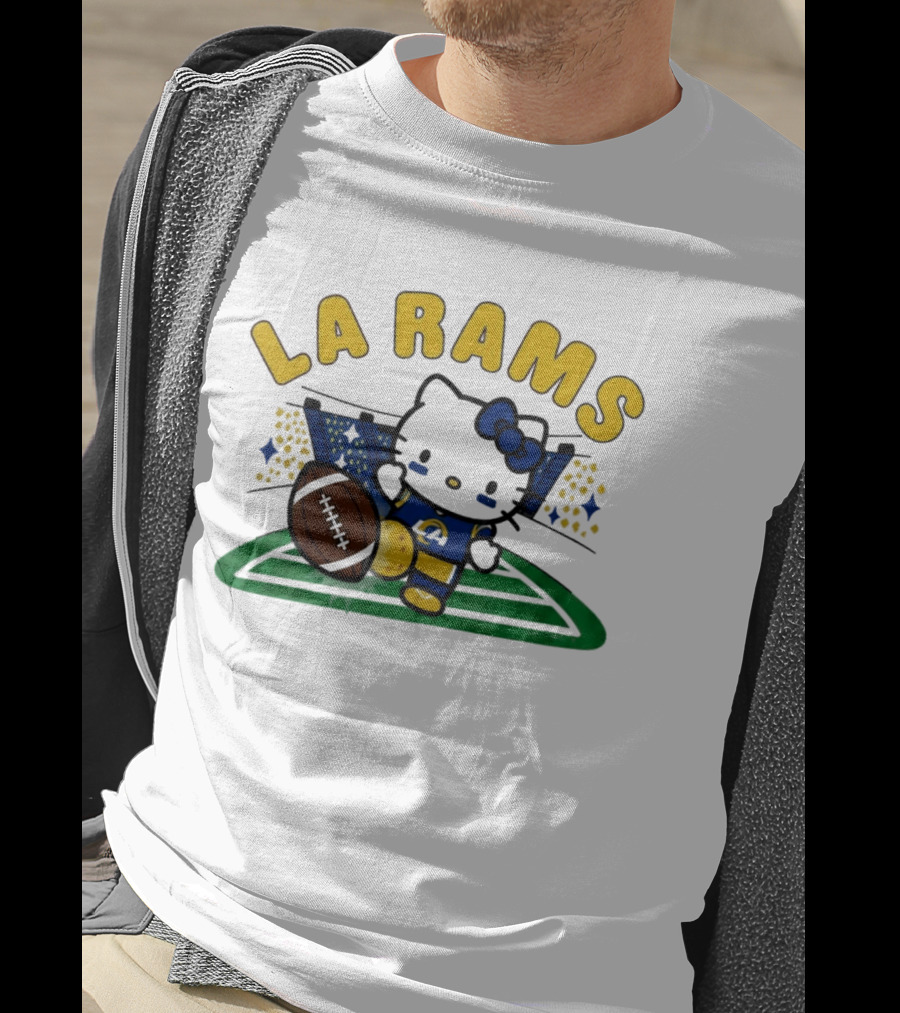 LA Rams Hello Kitty Football Kicking Stadium Scene T-Shirt