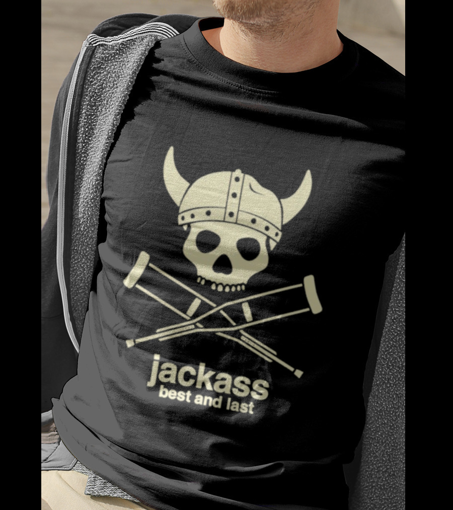 Jackass Best And Last Viking Skull With Crutches T-Shirt