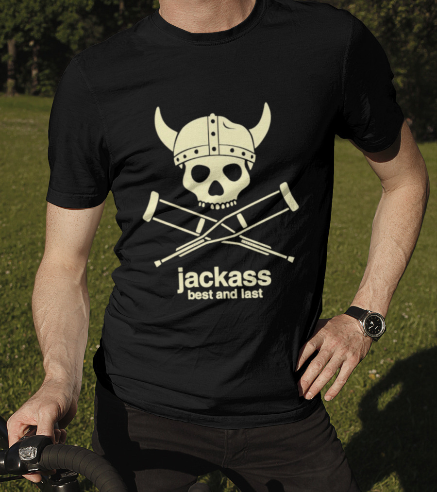 Jackass Best And Last Viking Skull With Crutches T-Shirt