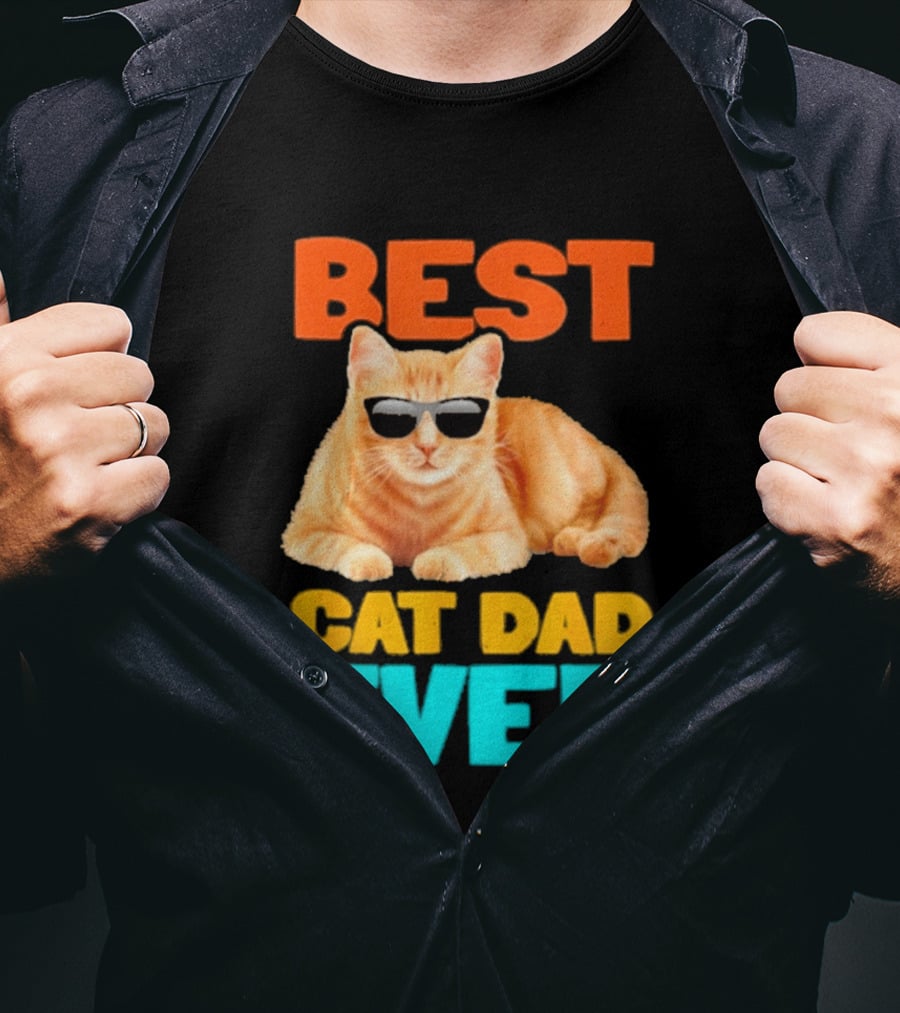 Best Cat Dad Ever Tabby Owner Birthday Fathers Day T-Shirt