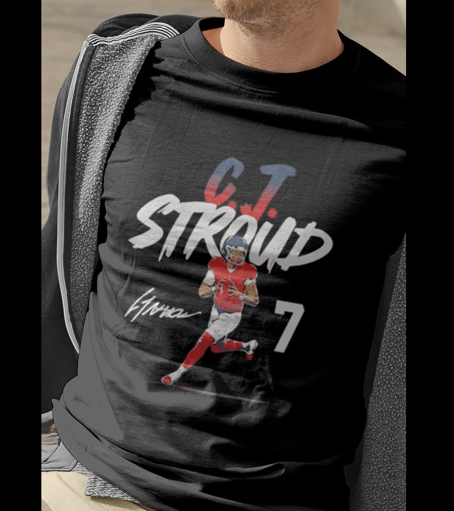 C.J. Stroud Houston Texans 7 Football Star 2026 Signature Pose T-Shirt