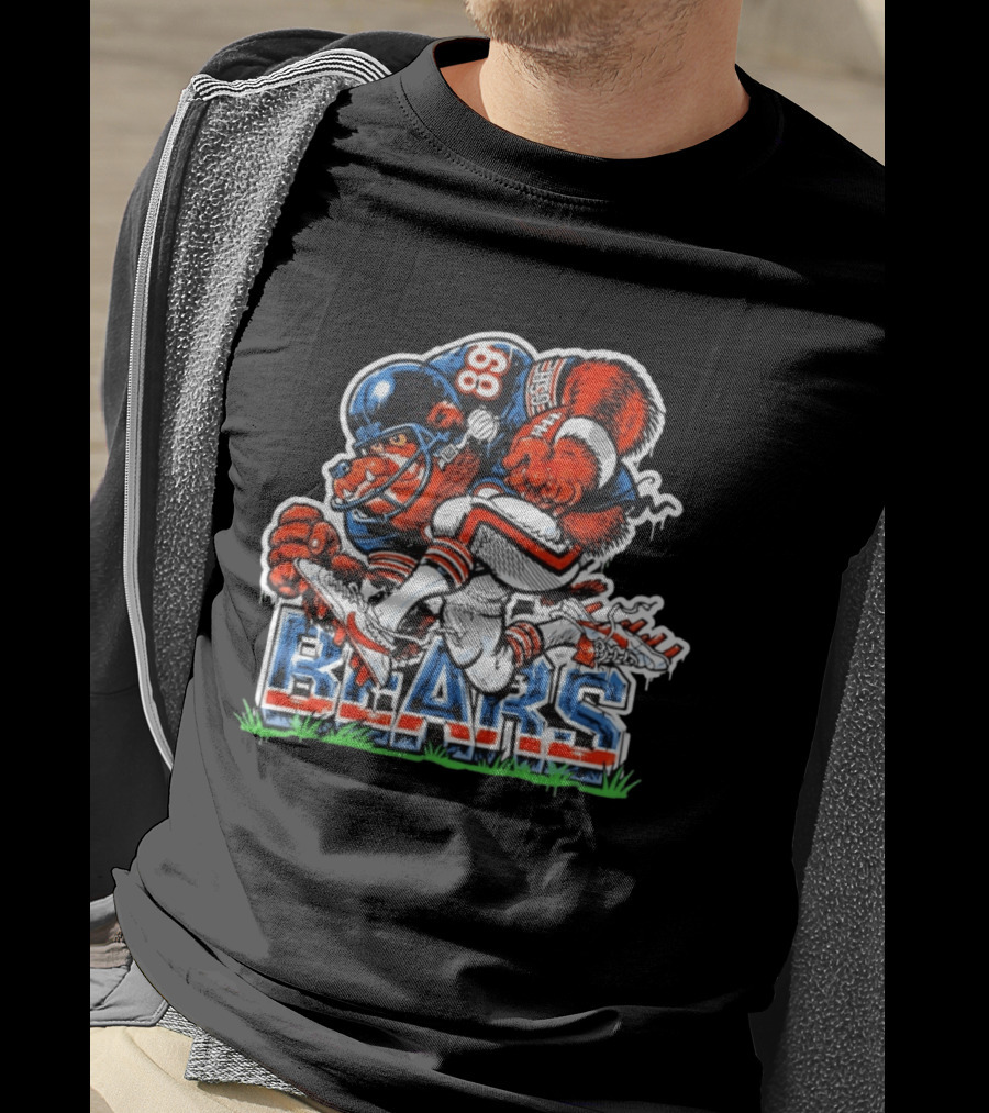 Mike Ditka 89 Chicago Bears Football Bear Fierce Cartoon Helmet T-Shirt