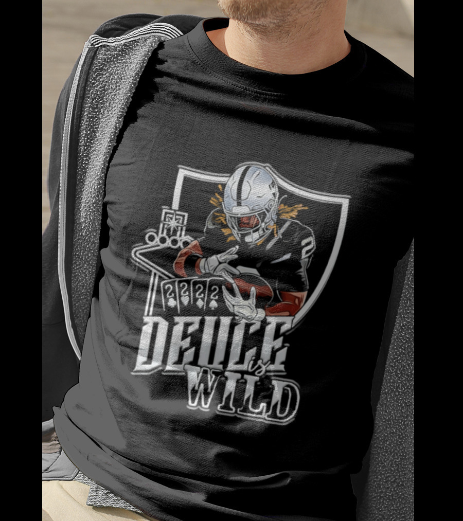 Deuce Is Wild Las Vegas Raiders Football Poker Theme Iconic Quarterback T-Shirt