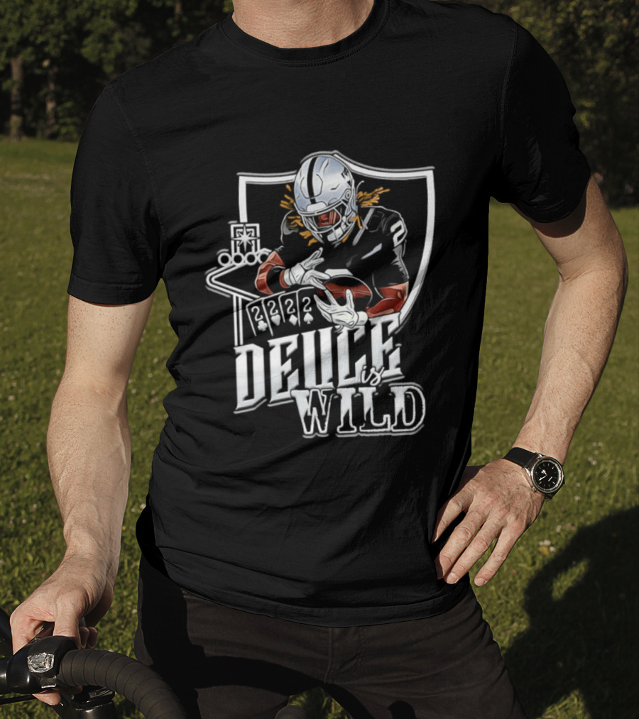 Deuce Is Wild Las Vegas Raiders Football Poker Theme Iconic Quarterback T-Shirt