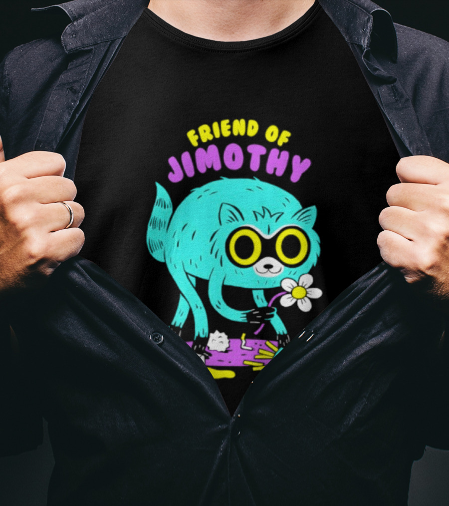 Friend Of Jimothy Raccoon Holding Flower Cute Cartoon T-Shirt
