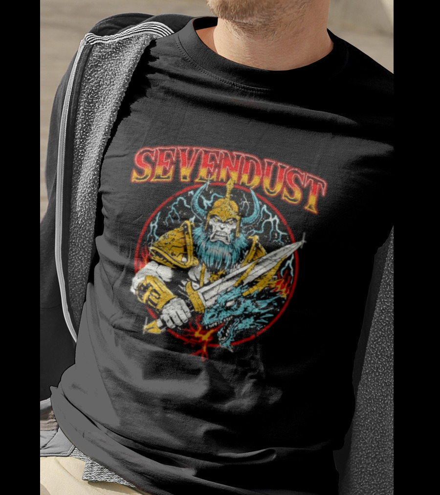 Sevendust Viking Warrior Dragon Battle Axe Power T-Shirt