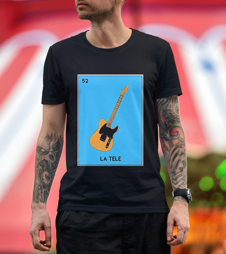 Jeff Garlin La Tele 52 Guitar Image With Number On Blue T-Shirt