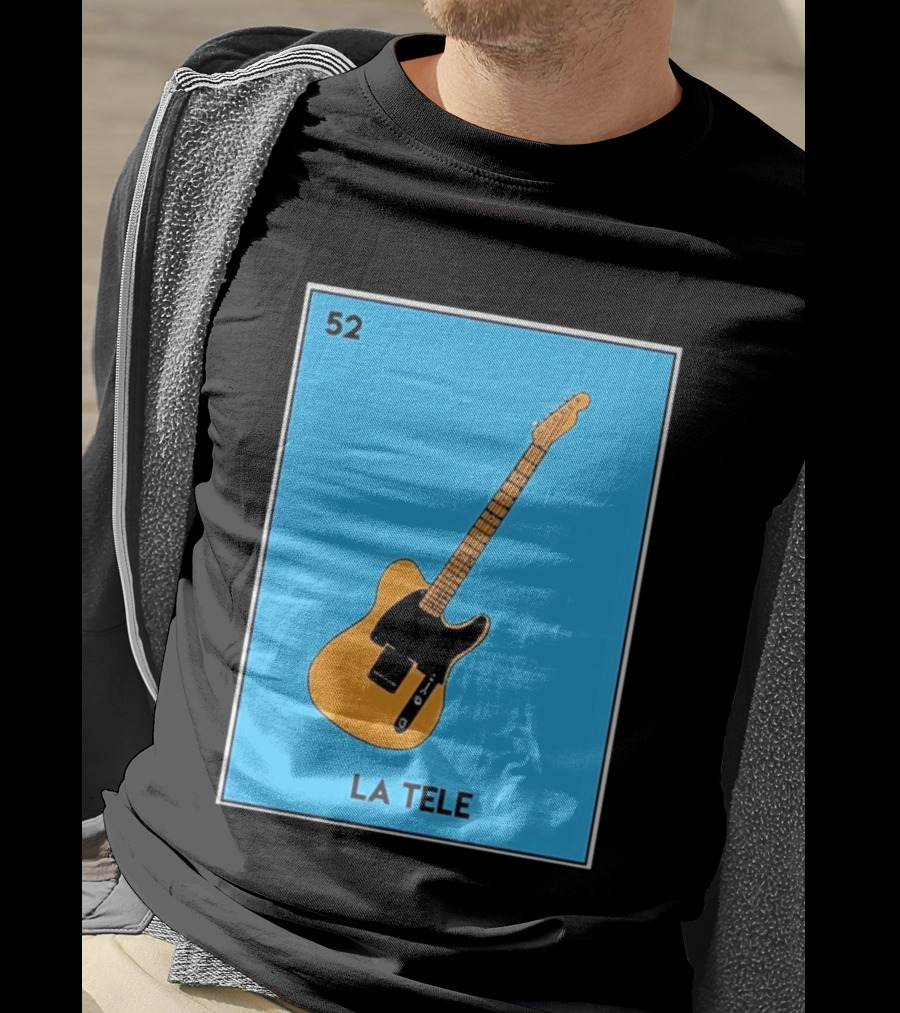 Jeff Garlin La Tele 52 Guitar Image With Number On Blue T-Shirt