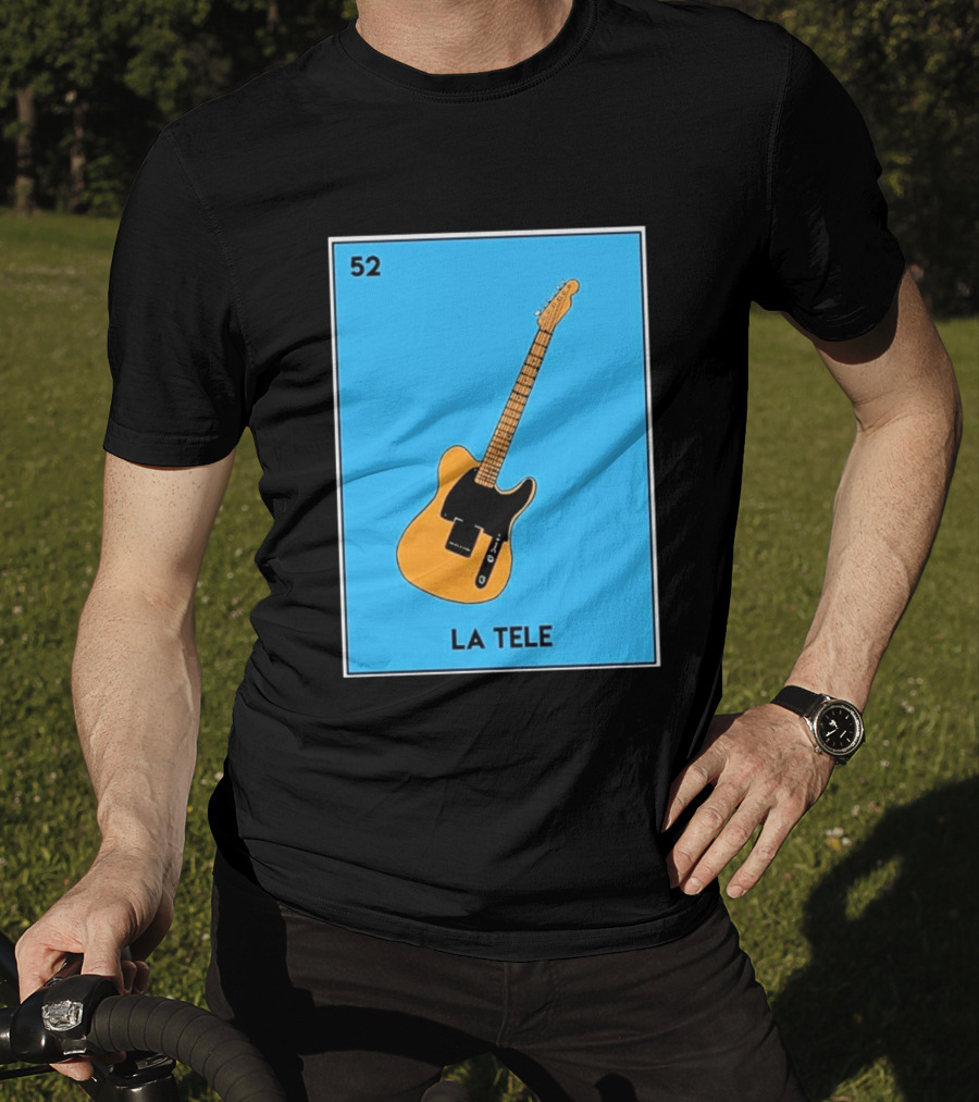 Jeff Garlin La Tele 52 Guitar Image With Number On Blue T-Shirt