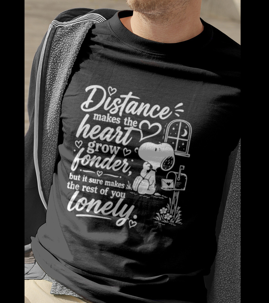 Snoopy Distance Makes The Heart Grow Fonder Lonely Mailbox Scene T-Shirt