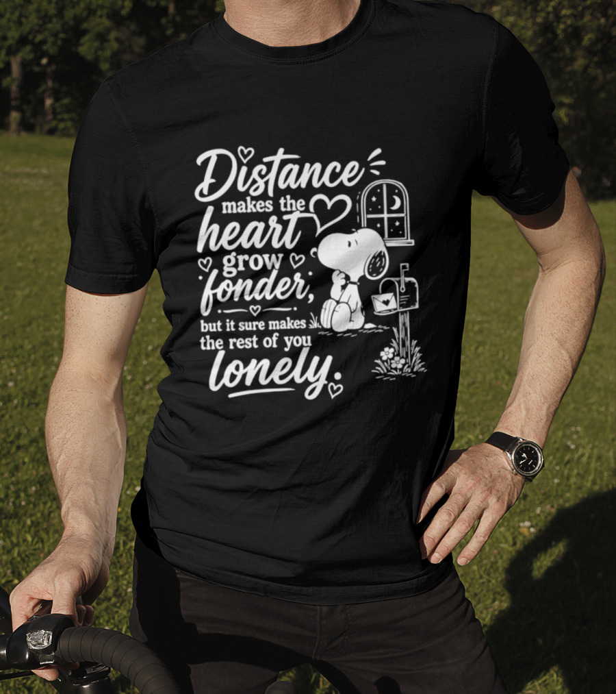 Snoopy Distance Makes The Heart Grow Fonder Lonely Mailbox Scene T-Shirt