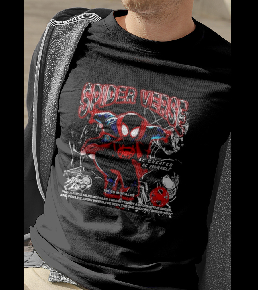Spider Verse Miles Morales Be Greater Be Yourself Spider Man Marvel T-Shirt