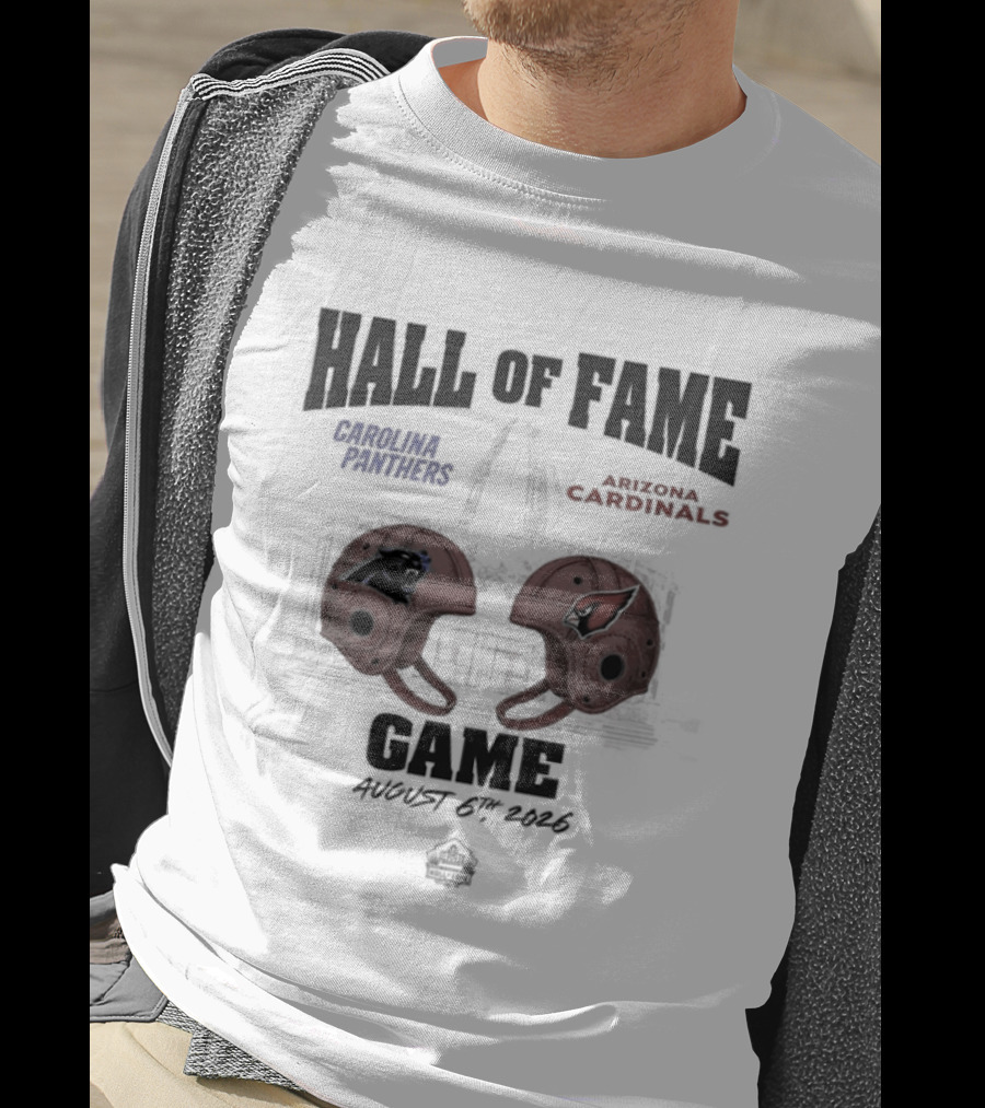 Carolina Panthers Arizona Cardinals 2026 Hall Of Fame Dueling Helmets NFL Matchup T-Shirt