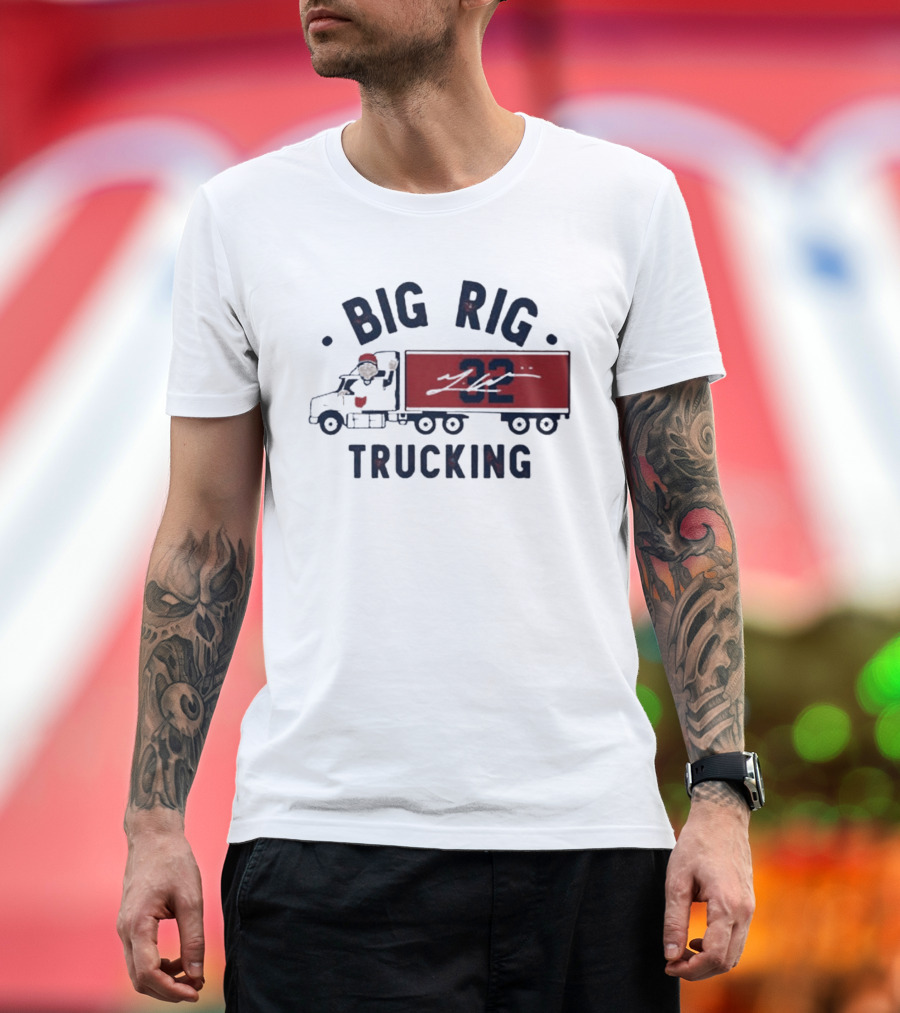 Big Rig Trucking 32 Cartoon Truck Driver With Red Cap T-Shirt
