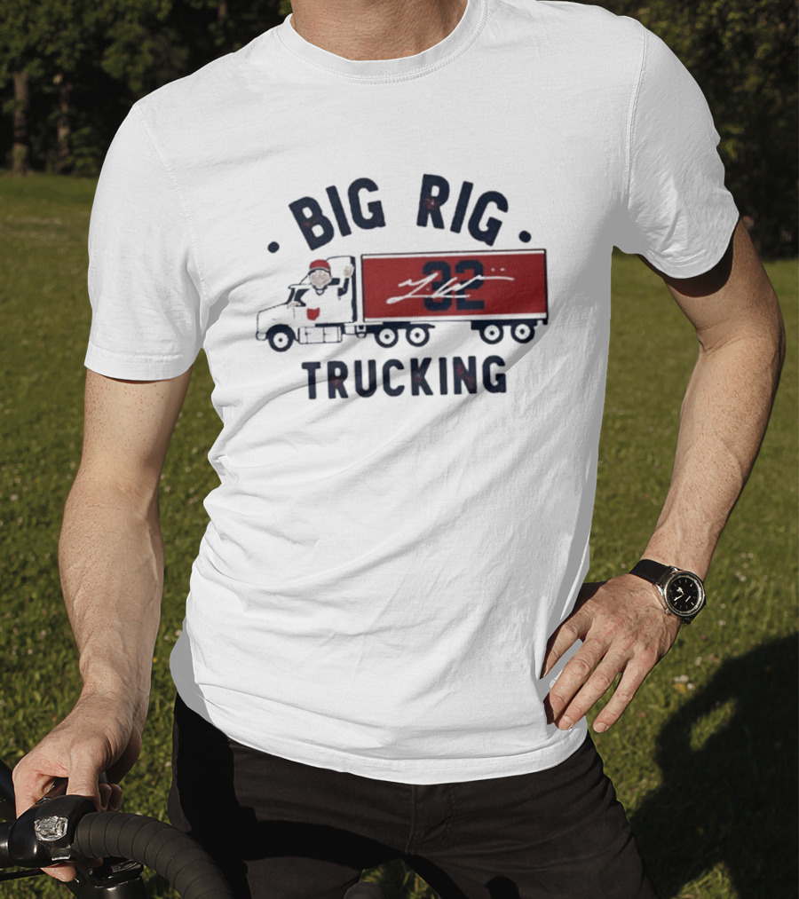 Big Rig Trucking 32 Cartoon Truck Driver With Red Cap T-Shirt