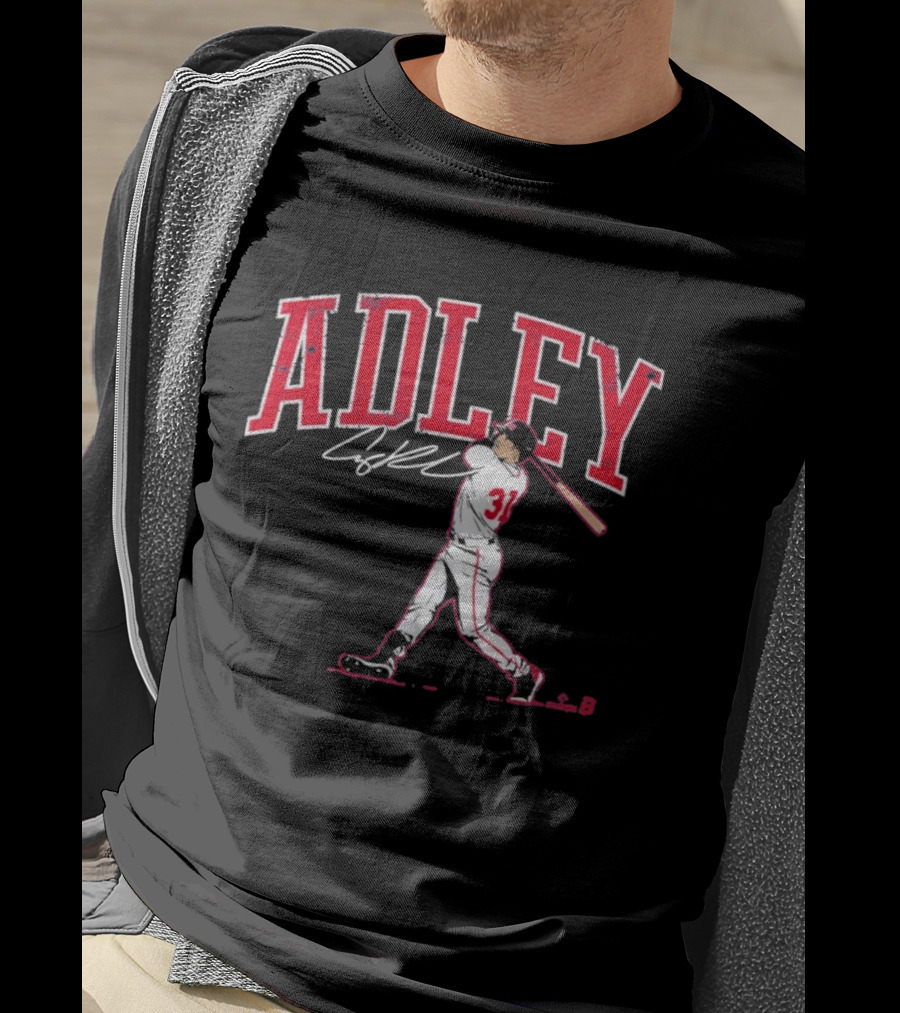 Adley Rutschman Baseball Swing Illustration With Signature T-Shirt
