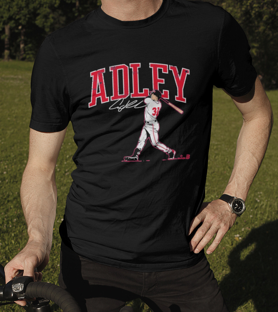 Adley Rutschman Baseball Swing Illustration With Signature T-Shirt