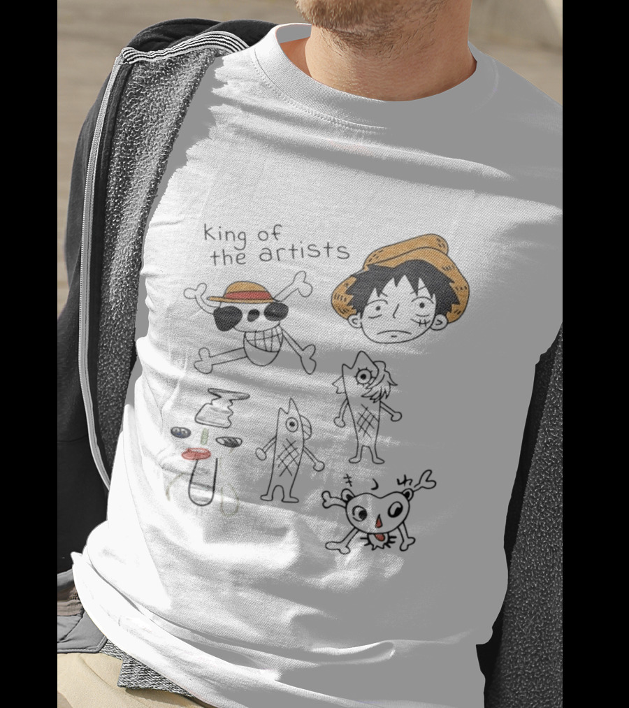 King Of The Artists One Piece Straw Hat Skull Luffy Sketches T-Shirt
