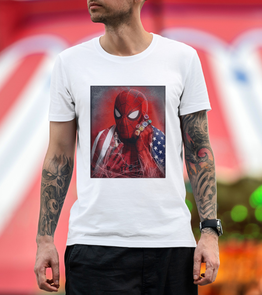 Spider Man Infinity Gauntlet Chess Piece American Flag Avengers Endgame Russo Brothers T-Shirt
