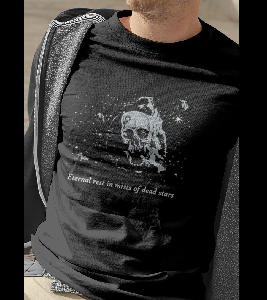 Eternal Rest In Mists Of Dead Stars Skull Space T-Shirt