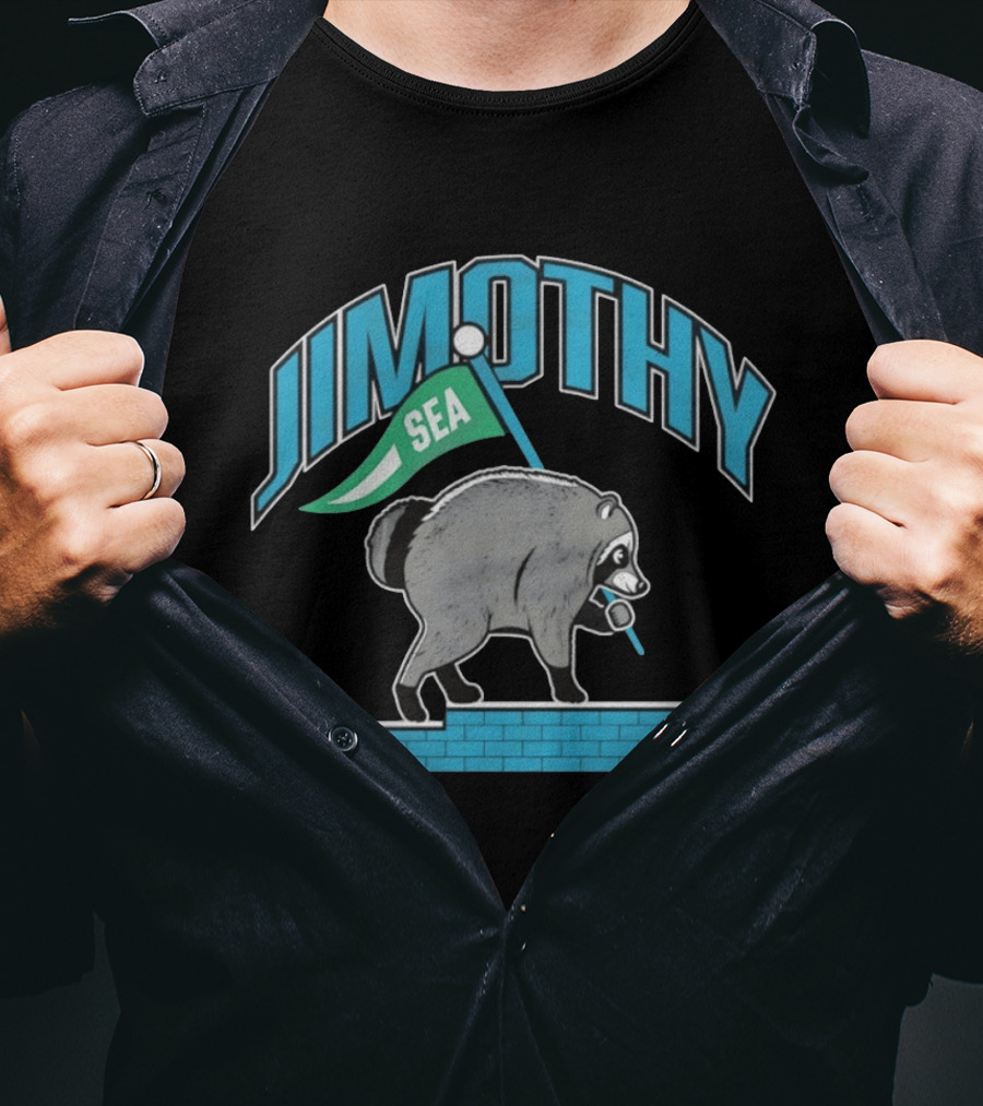 Jimothy SEA Raccoon Holding Flag On Brick Wall T-Shirt