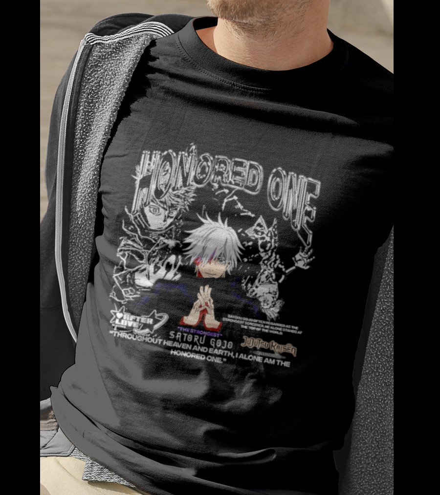 Satoru Gojo Honored One Jujutsu Kaisen Strongest Quotes Throughout Heaven And Earth T-Shirt