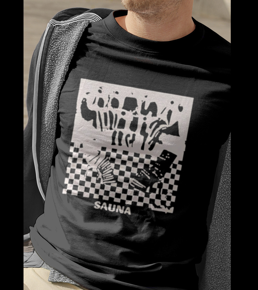 Sauna Checkered Patterns Accordion Instruments T-Shirt