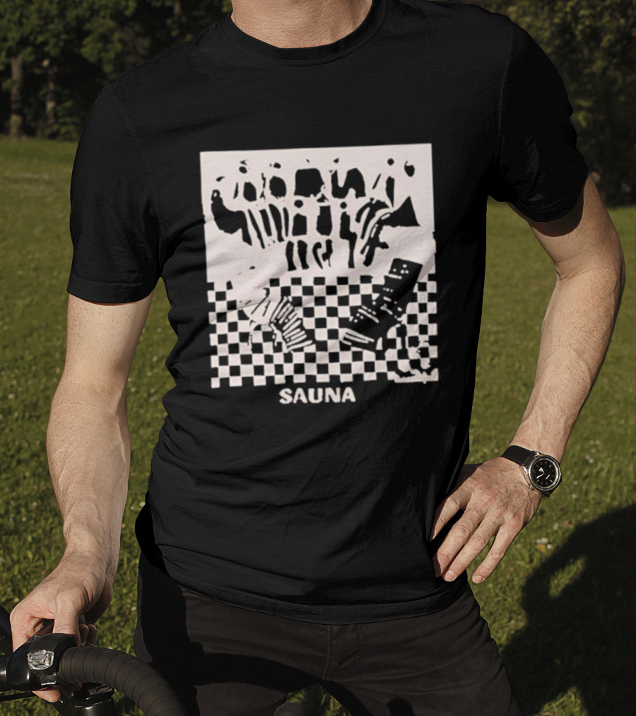 Sauna Checkered Patterns Accordion Instruments T-Shirt