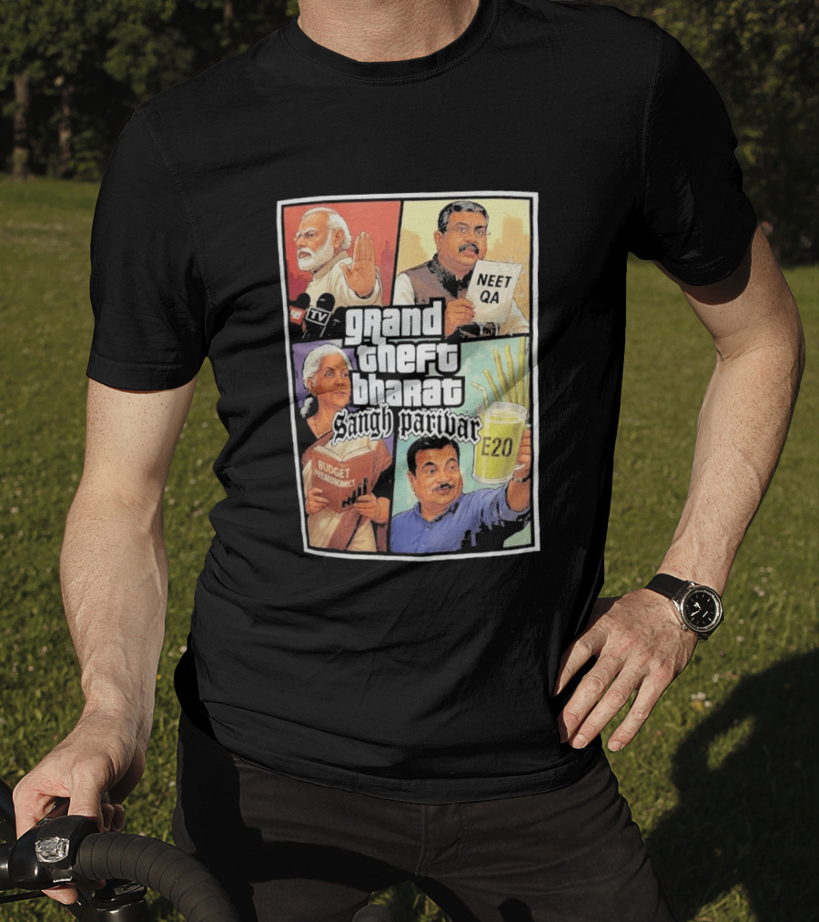 Grand Theft Bharat Sangh Parivar NEET QA Budget Perkonomics E20 T-Shirt