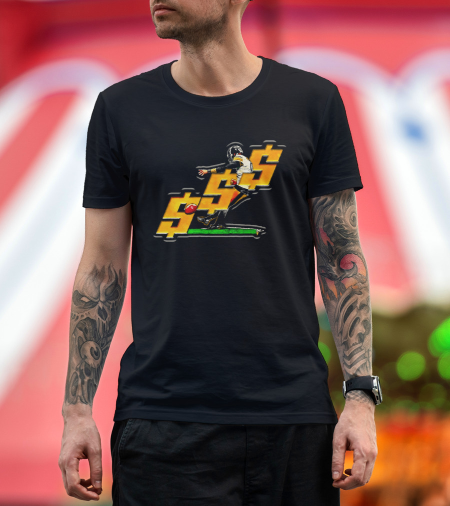 Pittsburgh Steelers Chris Boswell Kicking Football Dollar Sign T-Shirt