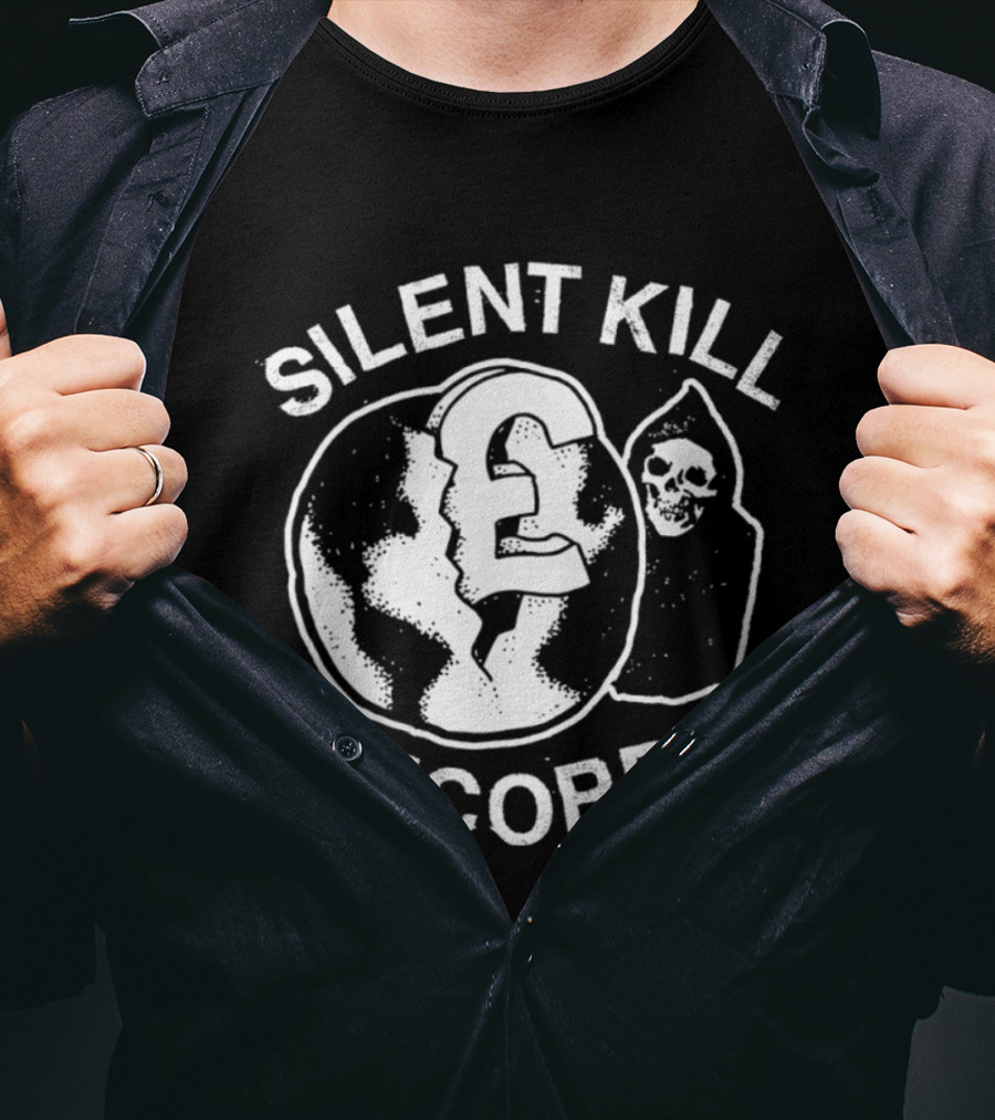 Silent Kill Records Skull Punk Logo Earth T-Shirt